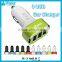 iFans Colorful mini 3 usb port car charger with CE RoHS for smartphone
