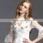 Pretty Steps 2016 sexy elegant high quality high neck dress elegant ladies casual half sleeve organza embroidered autumn dress