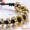 Fashion gold plated zircon stoppers macrame bracelet braided rope, 18k gold jewellery wholesale charm bracelet