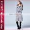2015 European Design Gray woman long overcoat with belt