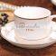 Haonai high quality porcelain coffee mug and saucer with golden rim