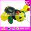 Lovely toddler wooden dog pull along toys for kids,Wooden Baby Pull Along real look charming toddler dog animal toy W05B109