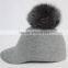 Myfur Adult Unisex Fedora Hat with Detachable Genuine Fox Fur Bobble