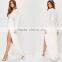 OEM WOMEN deep V-neck and split hem kimono long sleeve prom dress
