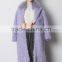 YR652 Euro Fashion Real Curly Lamb Fur Long Overcoat with Silver Fox Fur Collar and Leathe Belt Sheep Skin Fur Overcoat