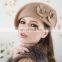 England style lady winter grace flower felt wool cap beret hat