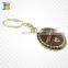 custom round metal gold plating keychain print with epoxy