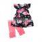Sleeveless t-shirt ruffle short 2pcs outfit bulk wholesale kids clothing