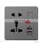 EU Standard Outlet Panel, 5V 2.1A Dual USB Charger Port, Switch Control 13A Global Universal 5 Hole USB Wall Power Socket