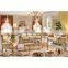 Luxury royal gold carved wood frame real leather antique living room sofa