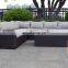 Patio Furniture Set, Outdoor Sectional Sofa Set with Loveseat and Coffee Table, All-Weather Black Rattan Wicker Furniture