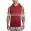 Men's Sleeveless Hoodies Custom Cotton Drawstring Blue Tie Dye Sleeveless Pullover Hoody