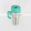 Double wall insulated stainless steel coffee travel mug with handle and lid