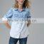 2016 winter hight quality fashion blouse and jeans for women