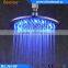 Round Brass Luxury Shower High Pressure Colorful LED Shower Head Powered by Water Pressure