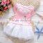 Latest Casual Dress Kids Cltohes Lace Printed Frock Patterns For Girls Dress In Pink With Lacework