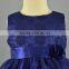 ODM blue embroidered baby girls dresses with flower pattrn for 9/12/18/24/36 months