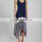 2016 fashion lady blue lace top white stripe dress yiwu factory wholesale dress set