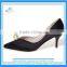 Classic design black lady office dress shoes pearl decorate mid heel women shoes