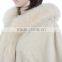 Women rabbit skin double face coat fox fur trim fur coat hoodie fur coat KZ150102