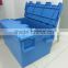 HDPE Stacking and Nesting Plastic Moving Container with Attached Lid