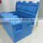 HDPE Stacking and Nesting Plastic Moving Container with Attached Lid