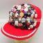 Beautiful buttons decorative red flat brim caps