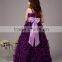 KE232 Beautiful Purple ball gown ruffled flower girl dresses with bow belt 2015, dresses for girls of 7 years old