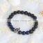 Silver bangle Volcanic rock with Lapis lazuli bead charm bracelet