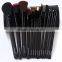 Nice quality 12 pieces black/rose red goat hair face brush set makeup brushes