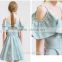 2017 summer new design v neck cold shoulder spaghetti strap midi dresses