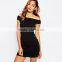 Fashion ladies off-shoulder dress bardot mini dress in black