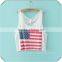 Womens American Flag Crop Top Tee Sublimation Printed USA Flag Cropped Sleeveless T Shirts China Clothing Manufacturer