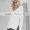 Fashion Women Knit Top Sweater With Lace Trim Pullover