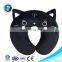 Custom funny u cushion travel pillow soft fashion plush balck cat u shape cartoon pillow