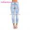Wholesale Plus Size Top Design Embroidery Ripped High Waist Jeans Women