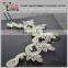 Professional Factory wholesale White Silver Beaded Crystal Rhinestone garment Applique Iron-On