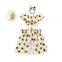 Floral Pattern Off Shoulder Crop Top With Pants And Hairband Cute Baby Girl Suit