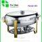 Hot Sale Stainless Steel Gold-plated Roll Top Buffet Chafer for Hotel
