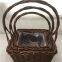 With A Foldable Wood Wicker Basket Arc Top Shape Shopping Vintage Basket 