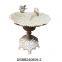 Heavy Duty Cast Iron Standing bird bath with 2 decorative birds cream shell