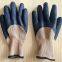 coffee polyester 7 gauge knitted wrinkled latex palm coated safety work gloves for workers