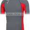 92% Polyester 8% Spandex (Lycra) Short Sleeves Grey Compression Shirt / Rash Guard with Red Side Panels