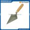 Bricklaying trowel with wooden handle, carbon steel blade, eucalyptus wooden handle