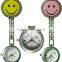 Luminous Smile Shape Stainless Steel Metal Nurse Quartz Pocket Clip On Fob Watch With Calendar