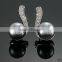 austrian crystal black pearl stud earrings