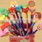 Best Amazon promotion gift DIY creative stationery kids Novelty colorful pencil with cartoon animal shaped rubber eraser topper