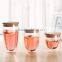 Healthy Life Style High Borosilciate Anti-Heat Custom Size Bamboo Lid Double Wall Glass Tea Bottle
