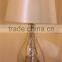 2016 home goods decoration electroplate mirror desk lamp with white cylinder fabric shade