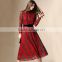 2016 customized elegant stripe lace dress designs with big billowing style